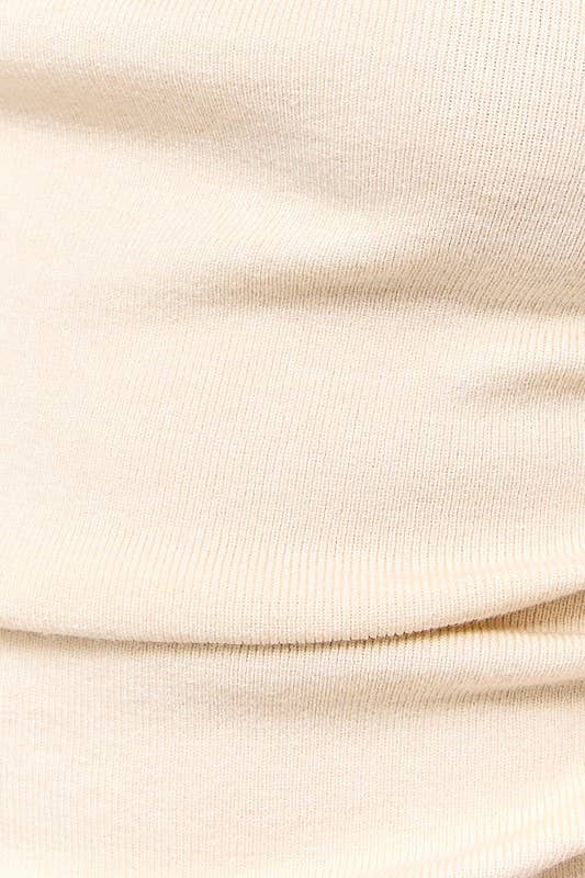 ASYMMETRICAL NECK SWEATER TOP: Ivory / M