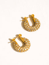 Joleen 18K Gold Non-Tarnish Glam CZ Hoop Earring: Yellow Gold