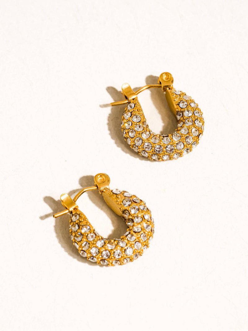 Joleen 18K Gold Non-Tarnish Glam CZ Hoop Earring: Yellow Gold