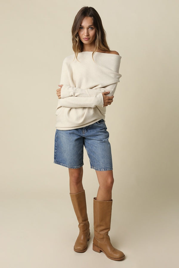 Amar Asymmetric Off-the-Shoulder Sweater