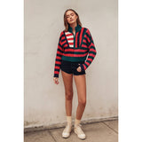 Colorburst Half Zip Collared Sweater: MORNING GLORY / S-M-L(3-2-1)