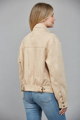 HIGH NECK FAUX SUEDE JACKET M