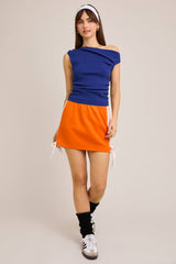 ASYMMETRICAL NECK SWEATER TOP: Black / XS