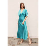 Satin Blouson Maxi Dress