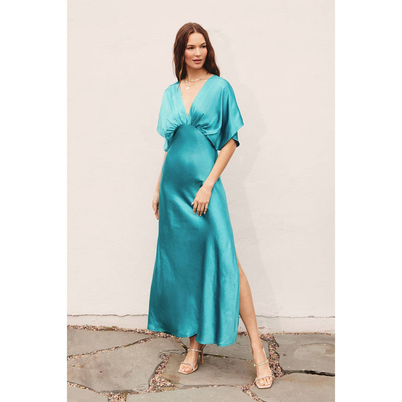 Satin Blouson Maxi Dress