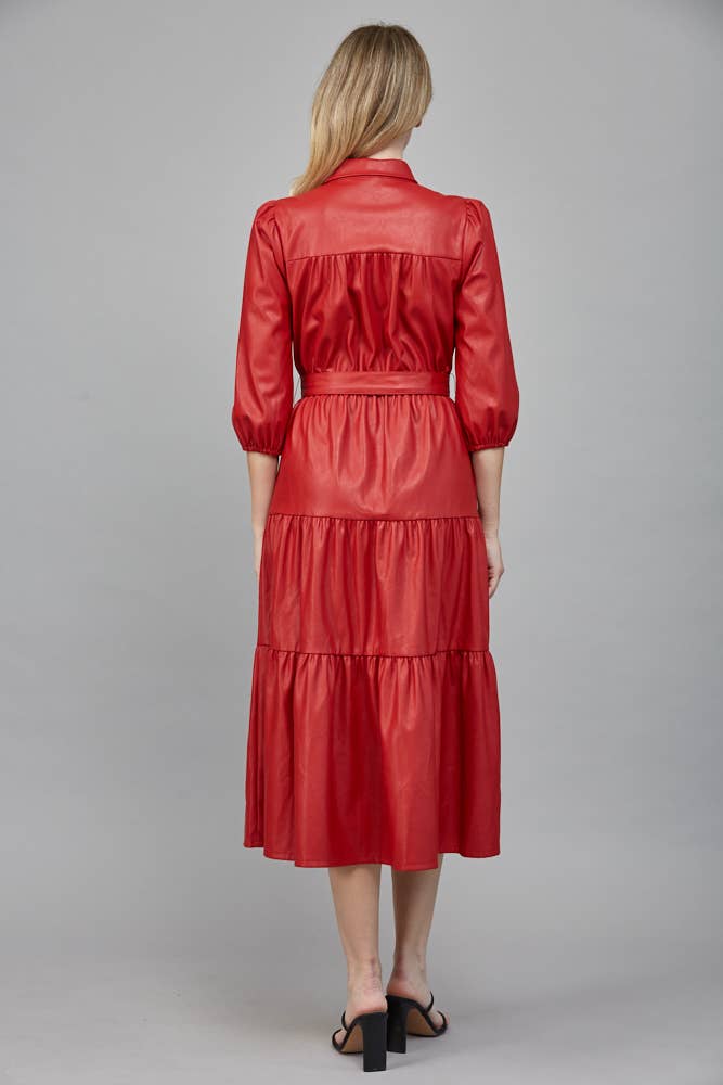 TIERED MIDI DRESS: ECRU / M
