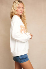 "FOOTBALL" PATCH WORK OVERSIZED SWEATSHIRT: White / M
