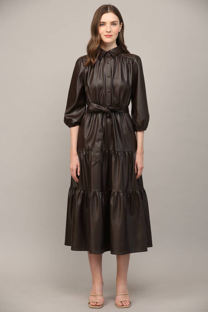 TIERED MIDI DRESS: ECRU / M
