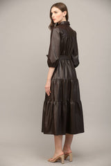 TIERED MIDI DRESS: ECRU / S