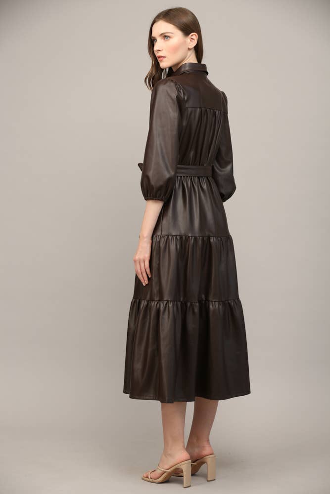 TIERED MIDI DRESS: ECRU / S