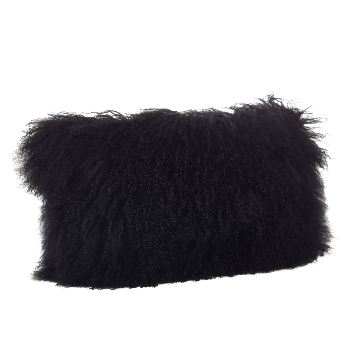 Mongolian Lamb Fur Pillow - Poly Filled: Charcoal / Polyester Insert / 12"x20"