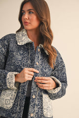 BANDANA PRINT JACKET: Navy / M