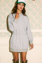 D4453 Practice Long-sleeve Terry Mini Dress: Grey / S-M-L (2-2-2)