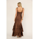SLEEVELESS SWEETHEART MAXI DRESS / 64848J: COFFEE