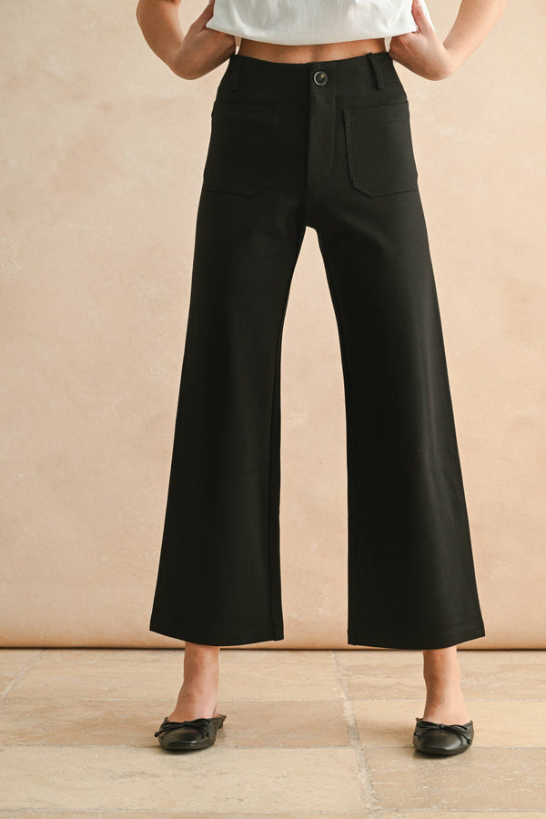 MMP1745   2 POCKETS PONTE PANTS: BLACK / S