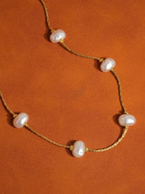 Ida 18K Non-Tarnish Petite Pearl Necklace: Yellow Gold