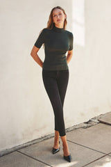 FW4762 Mock Neck Short Sleeve Sweater