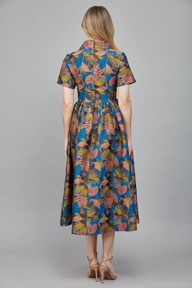 MIDI DRESS: ARMY GREEN MULTI / M