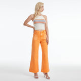 HIGH RISE WIDE LEG TWILL PANTS WITH FINISHED HEM BYW8139: TANGELO / 30