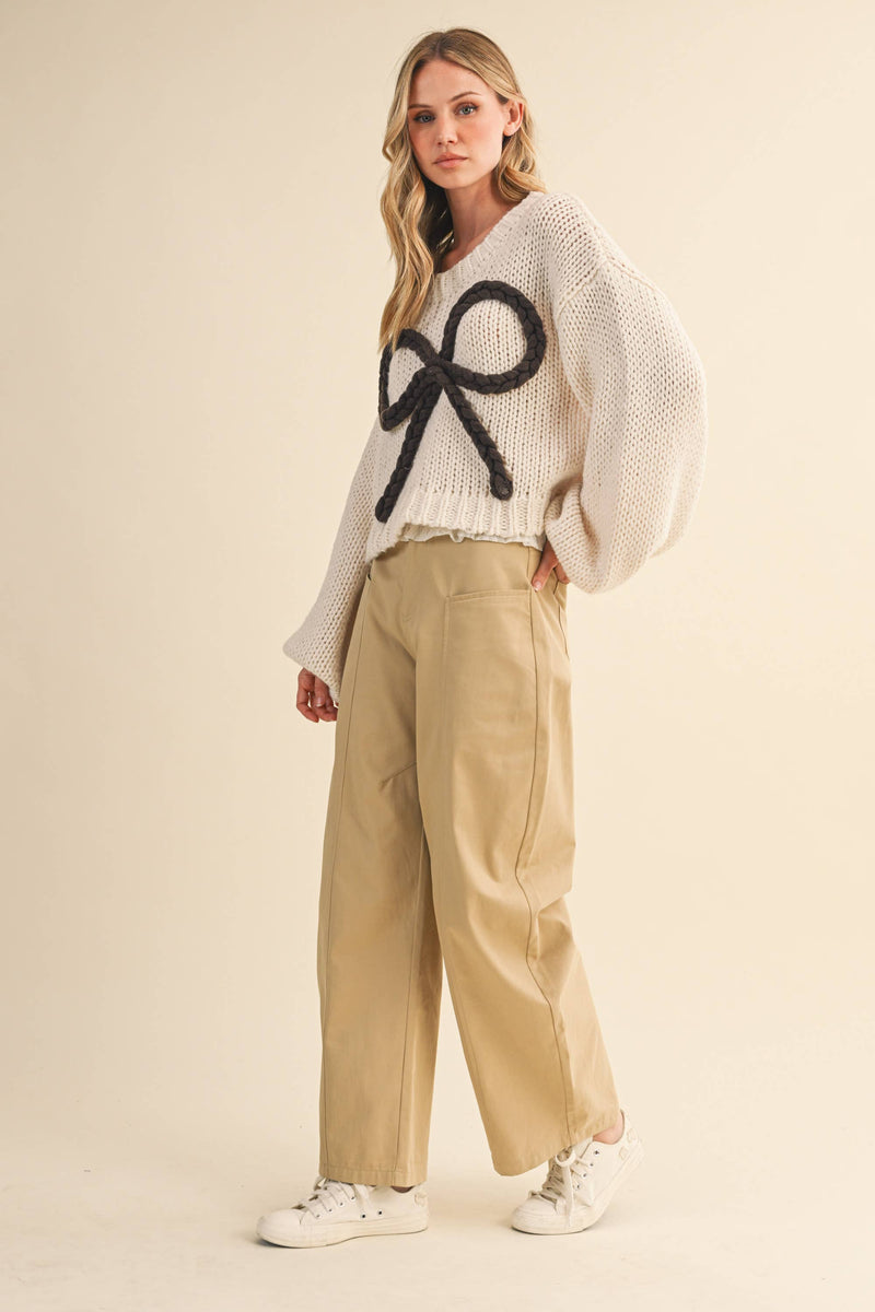 CHUNKY SWEATER TOP: MOCHA / S