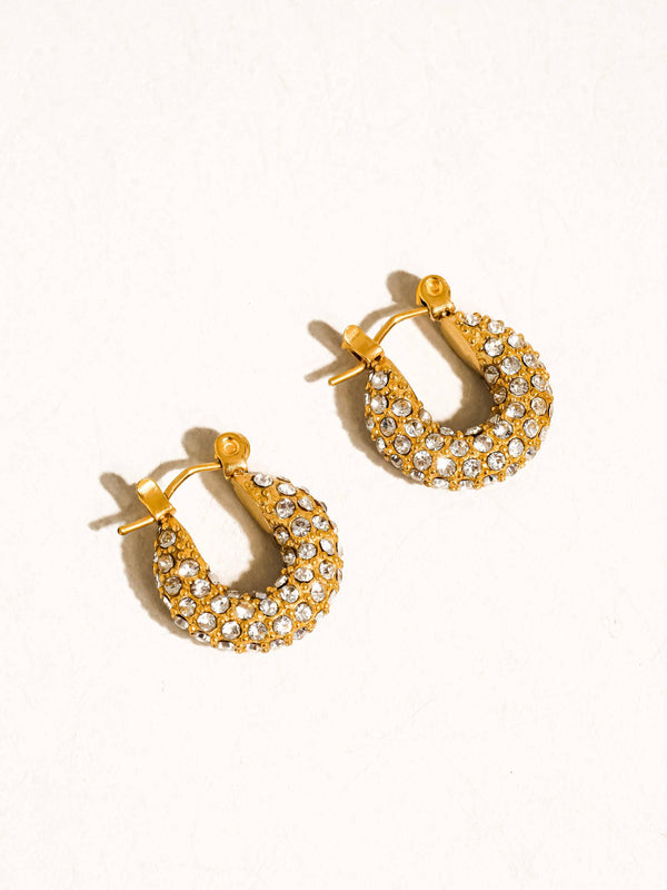 Joleen 18K Gold Non-Tarnish Glam CZ Hoop Earring: Yellow Gold