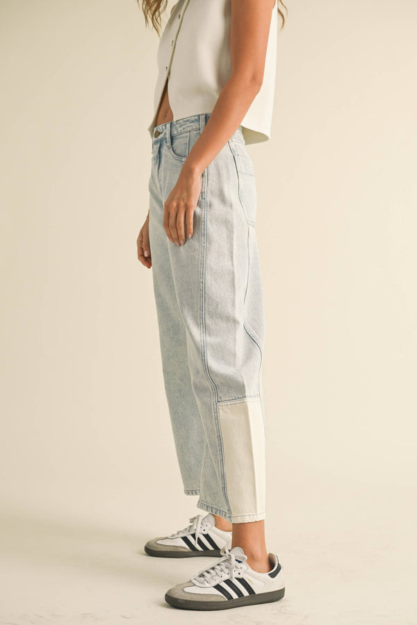 BARREL DENIM PANTS: LT BLUE / L