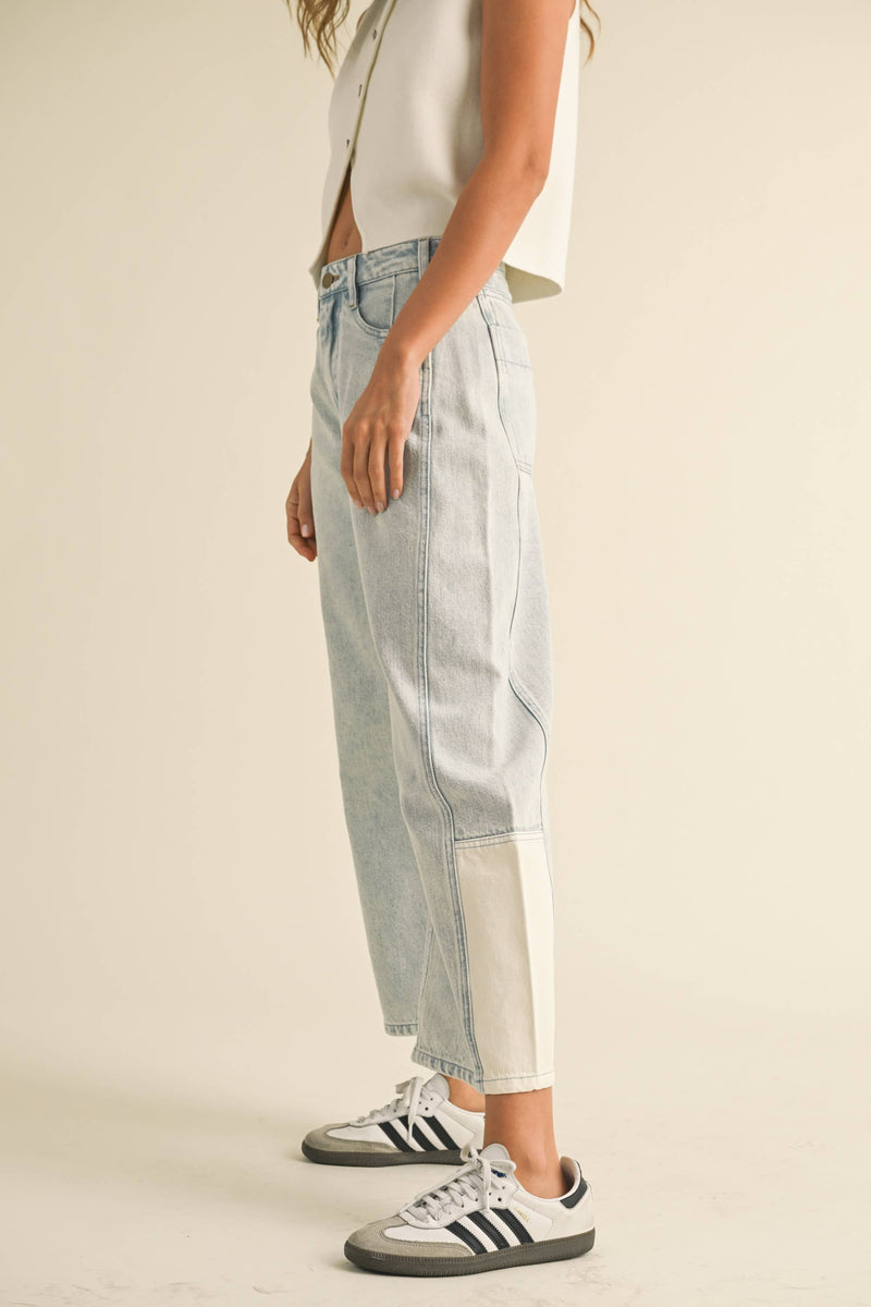 BARREL DENIM PANTS: LT BLUE / L