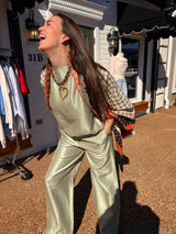 sage high waisted straight pants