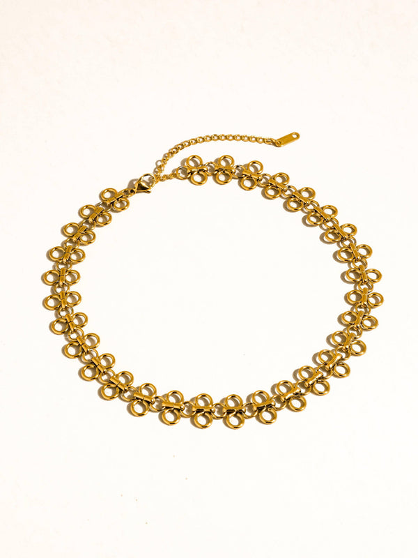 Ritza 18K Gold Non-Tarnish Patterned Choker: Yellow Gold