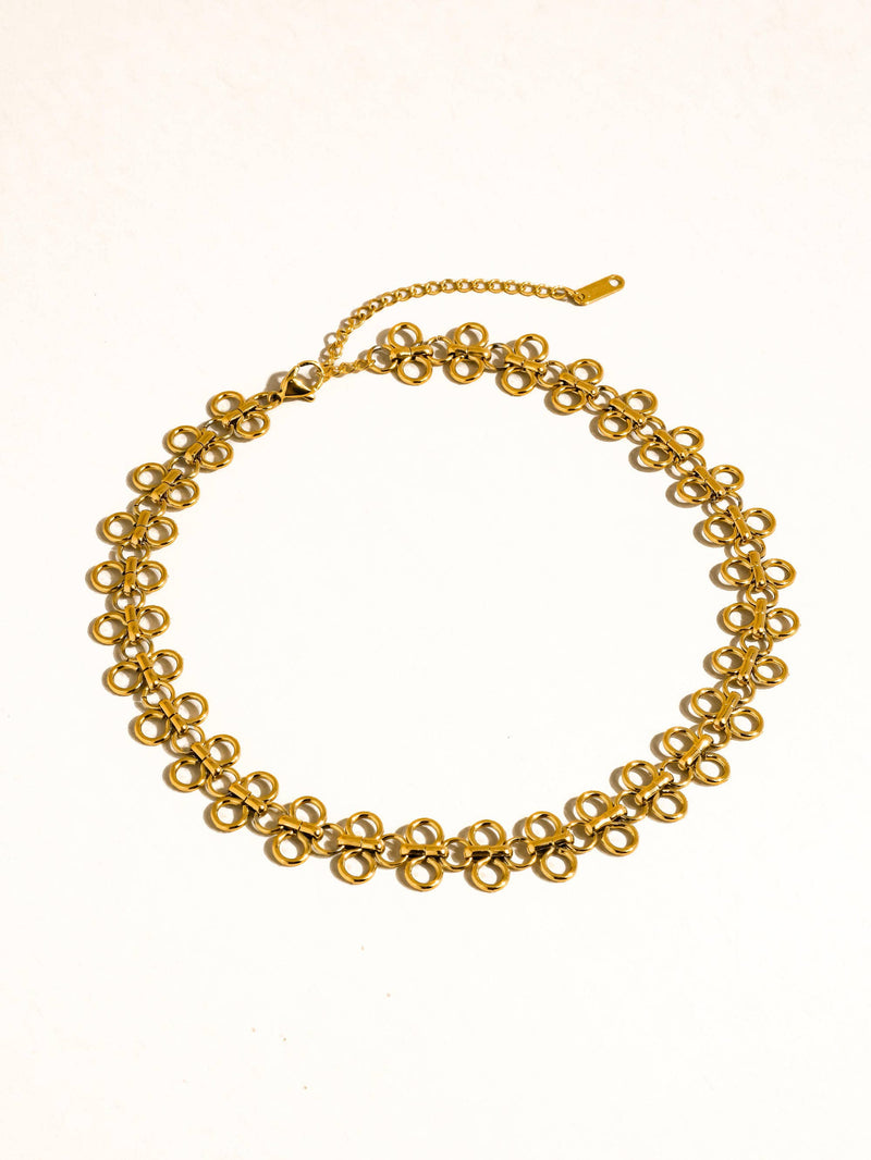 Ritza 18K Gold Non-Tarnish Patterned Choker: Yellow Gold