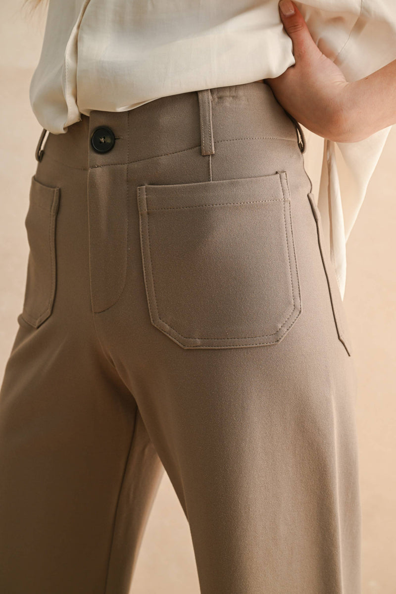 MMP1745   2 POCKETS PONTE PANTS: OLIVE / L