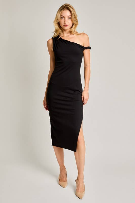 TWISTED SHOULDER DRESS: M