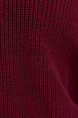 SWEATER CARDIGAN: Burgundy / M