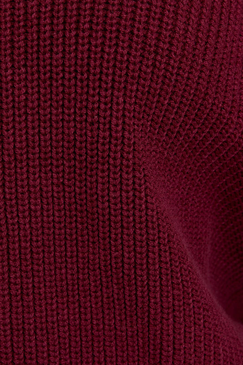 SWEATER CARDIGAN: Burgundy / M