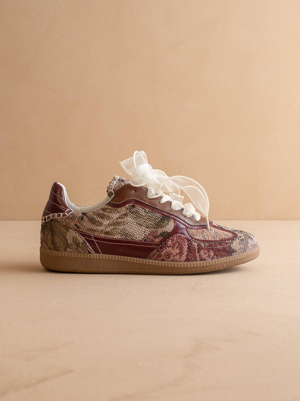 The Dalia | Mauve Tapestry Lace Up Sneaker: MAUVE TAPESTRY / 10