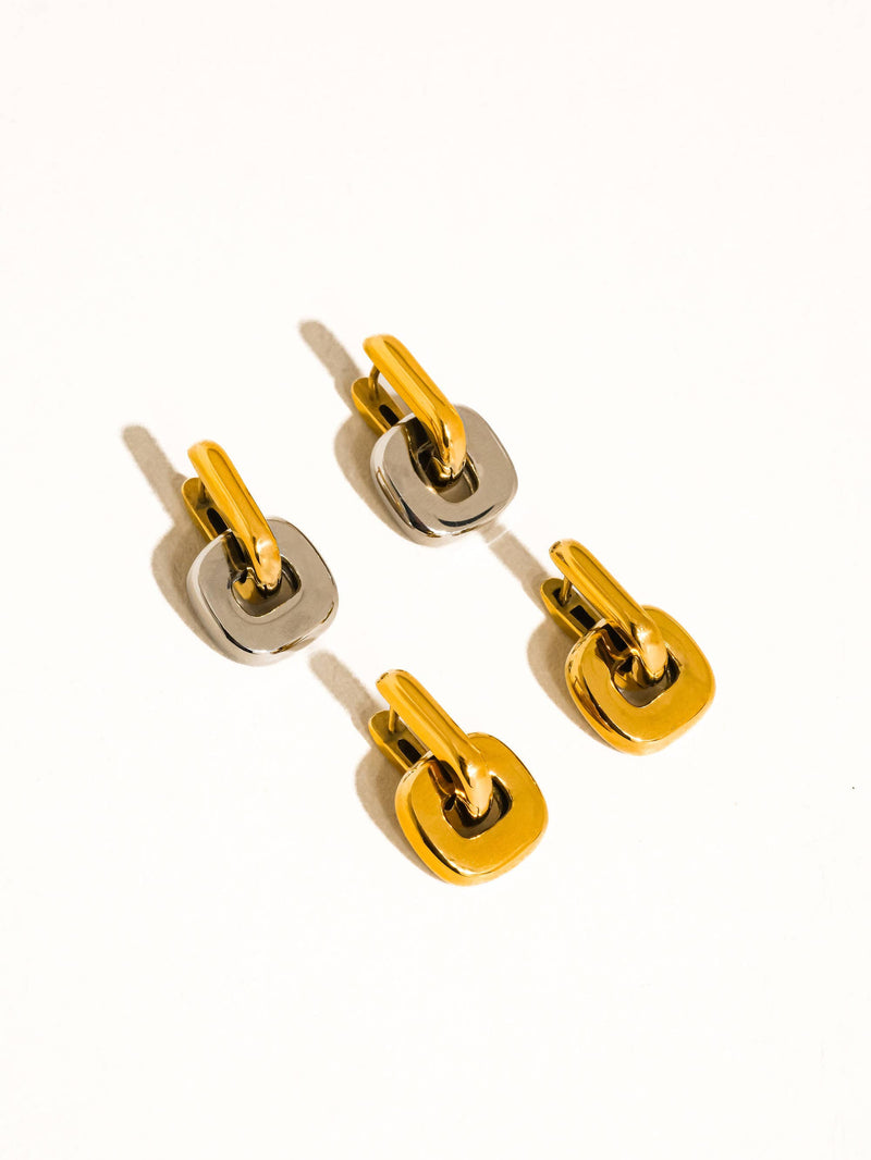 Arliss 18K Gold Non-Tarnish Link Drop Earring: Yellow Gold