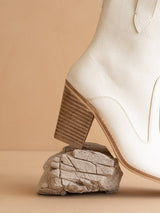 The Tara White | Two Paneled Western Boot: White / 6.
