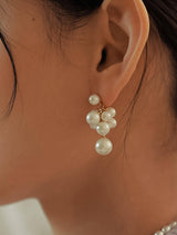 Lou 18K Gold Dressy Pearl Drop Earring: White