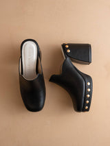 The Sierra | Black Platform Clog Mule: BLACK / 7.5