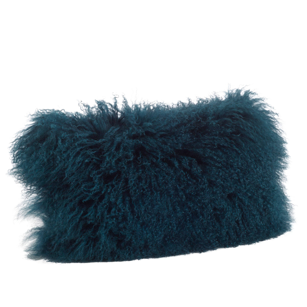 Mongolian Lamb Fur Pillow - Poly Filled: Charcoal / Polyester Insert / 12"x20"