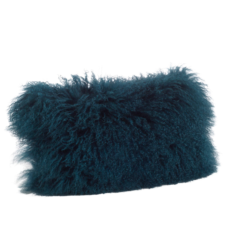 Mongolian Lamb Fur Pillow - Poly Filled: Oyster / Polyester Insert / 12"x20"