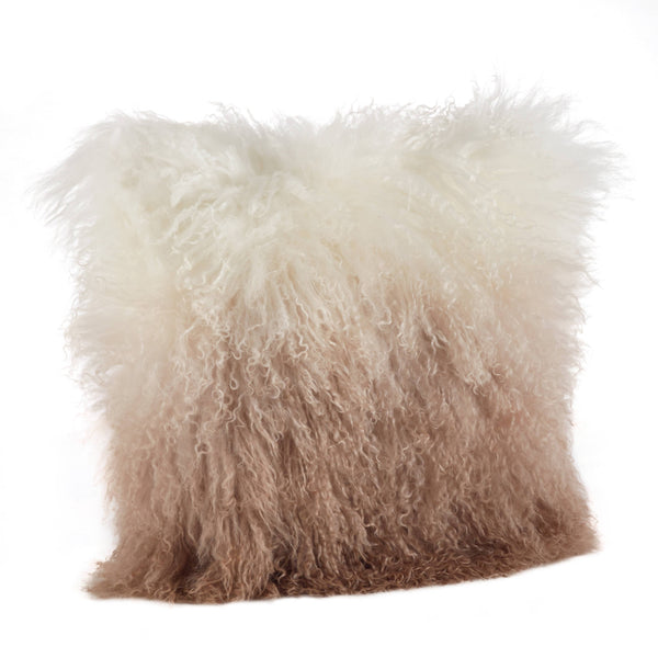 Ombre Lamb Fur Pillow: Natural / Polyester Insert / 20"