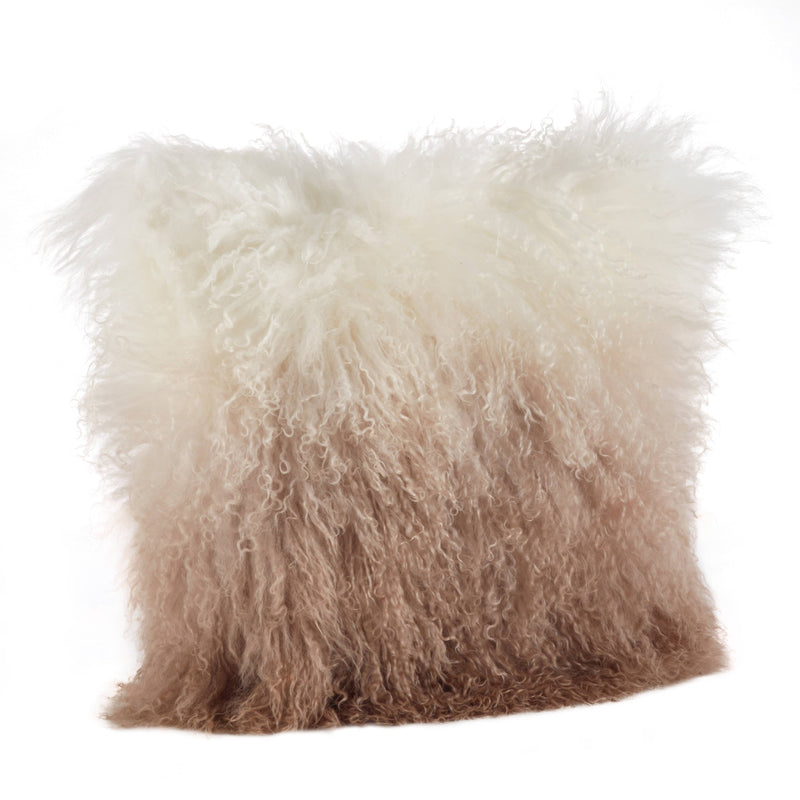 Ombre Lamb Fur Pillow: Natural / Polyester Insert / 20"