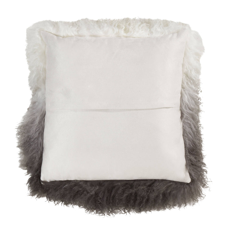 Ombre Lamb Fur Pillow: Natural / Polyester Insert / 20"
