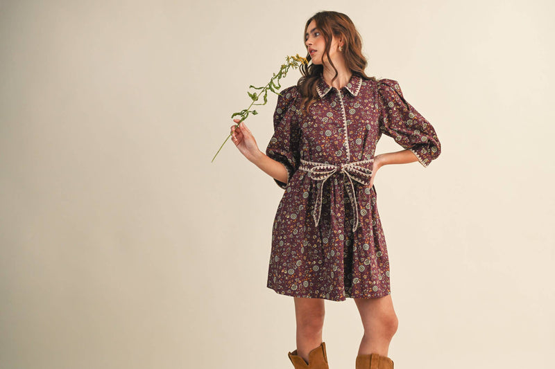 FLORAL MINI DRESS: M