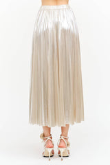 Alessandra Champagne Pleated Skirt XS