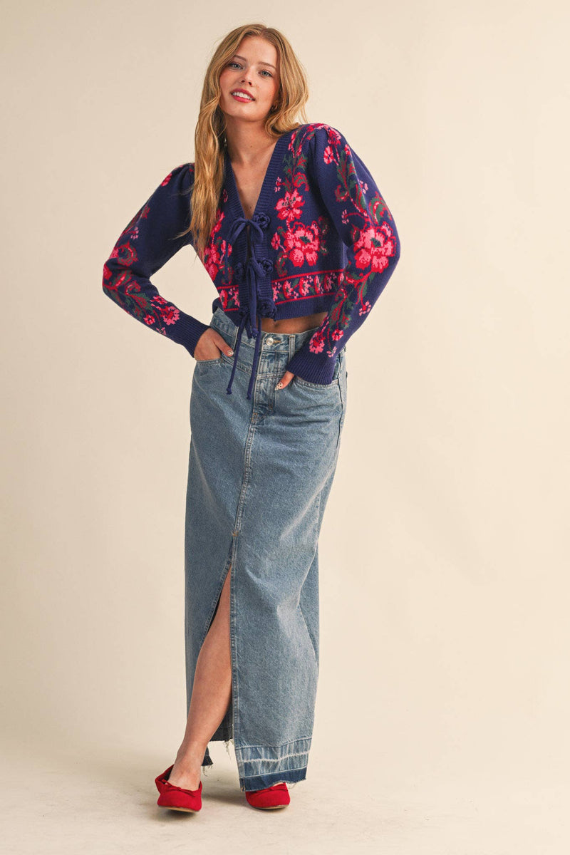 TIE-FRONT CARDIGAN: L