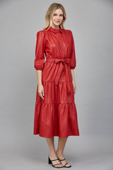 TIERED MIDI DRESS: ECRU / M