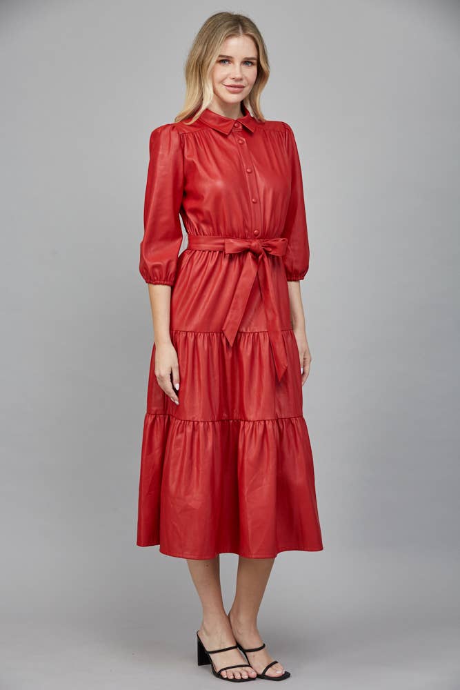 TIERED MIDI DRESS: ECRU / M