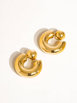 Fernanda 16K Gold Non-Tarnish Ball C Hoop Earring: Yellow Gold